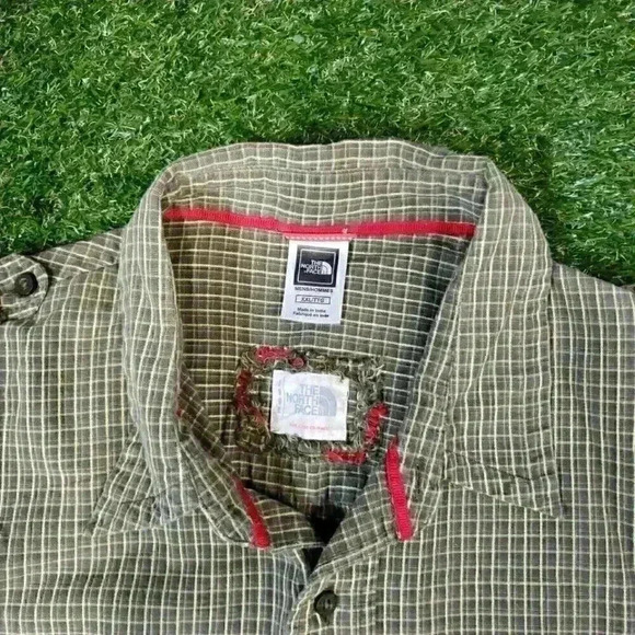 The North Face Plaid Brown Short Sleeve Button Up Mens Shirt XXL Pocket - Picture 3 of 7